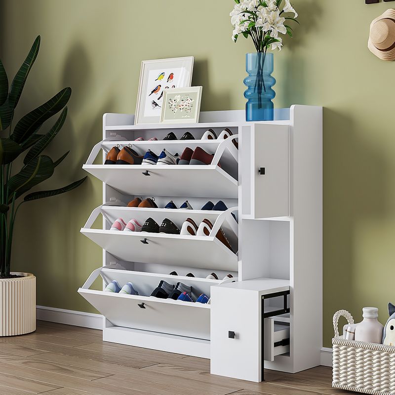 Versatile Shoe Cabinet with 3 Flip Top Drawers and Pull-Down Seat - ModernLuxe, 2 of 13