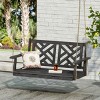 Modern Twin Size Porch Swing Bed with Slatted Seat and Back, Natural Wood Hanging Daybed for Patio, Garden or Backyard-Maison Boucle - 3 of 4