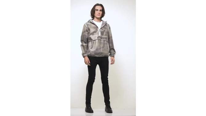 Members Only Mens Printed Camo Transluscent Pullover Half Zip Layering Jacket, 2 of 6, play video