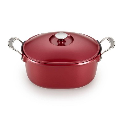 T-fal Oval Covered 6.3qt Cast Aluminum Pot, Red