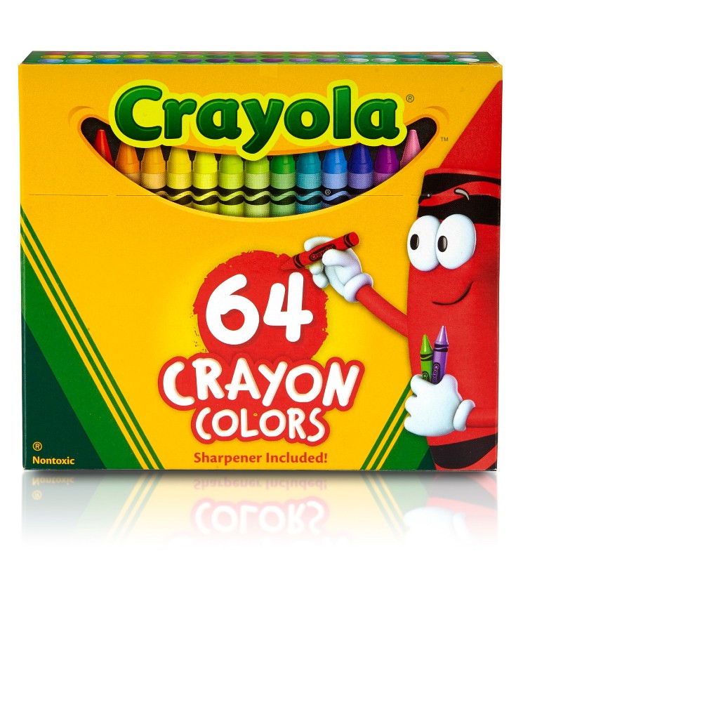 Crayola 64ct Classic Crayons with Sharpener: 64 Pack, Multicolor, Non-Toxic, Ages 4+, Includes Sharpener