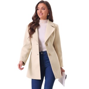 INSPIRE CHIC Women's Elegant Notched Lapel Button Single Breasted Winter Coat - 1 of 4