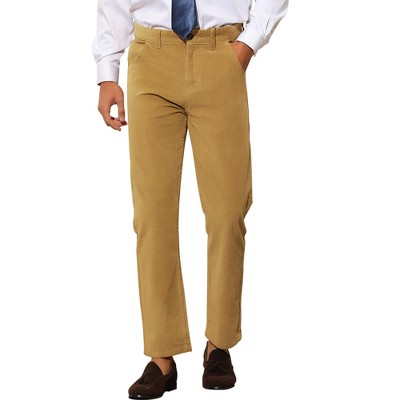 Lars Amadeus Men's Slim Straight Flat Front Work Office Corduroy Trousers