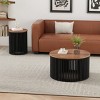 2-Piece Acacia Solid Wood Coffee Table and Side Table Set, Modern Round Accent Tables with Natural Finish for Living Room-Maison Boucle - 2 of 4