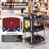 Aghana Digitals 3-Tier Black Mobile Tool Cart with Lockable Wheels, Metal & PP Construction, Ample - 4 of 4