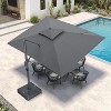 PURPLE LEAF Outdoor Cantilever Umbrella with Base Large Patio Umbrella Windproof Heavy Duty Hanging Offset Umbrella for Garden Outdoor Pool - 2 of 4