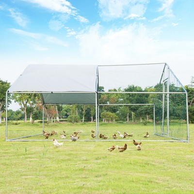 13' x 13' White Galvanized Steel Outdoor Chicken Playpen