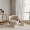 LeisureMod Upholstered Velvet Boucle Linen Accent Chair with Round Barrel Design, 360-Degree Swivel, and Removable Round Base - 2 of 4