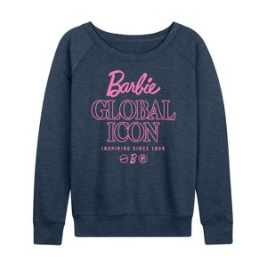Women's - Barbie - Global Icon Lightweight French Terry Wide Neck Long Sleeve Shirt - 1 of 4