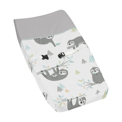 Image of Sweet Jojo Designs Boy or Girl Gender Neutral Unisex Changing Pad Cover Sloth Blue Grey and Green