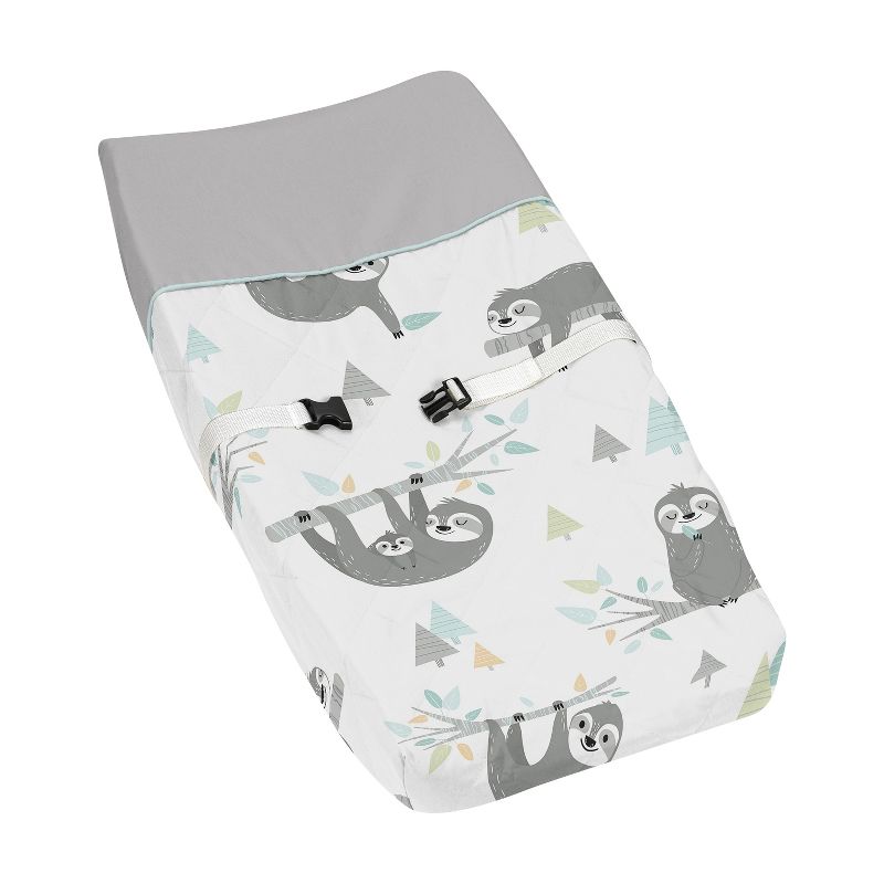 Sweet Jojo Designs Boy or Girl Gender Neutral Unisex Changing Pad Cover Sloth Blue Grey and Green, 1 of 7