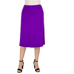 24seven Comfort Apparel A Line Elastic Waist Knee Length Skirt - 1 of 4