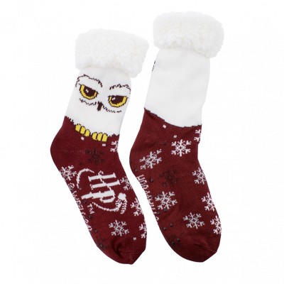 Adult Harry Potter Burgundy Hedwig Cozy Cabin Socks