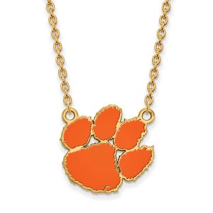 Black Bow Jewelry 14k Yellow Gold Plated Sterling Silver Clemson Tigers NCAA Necklace 18 Inch - 1 of 4