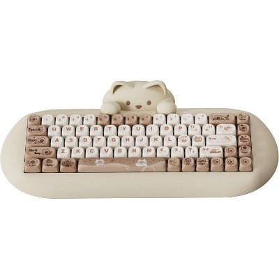 MaseiKar C68 Wireless Mechanical Keyboard,65% Layout,Hot Swap,Triple Mode BT5.0/2.4G/Wired, RGB Backlit ,Silicone Ergonomic Design(Brown, Milk Switch)