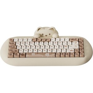 MaseiKar C68 Wireless Mechanical Keyboard,65% Layout,Hot Swap,Triple Mode BT5.0/2.4G/Wired, RGB Backlit ,Silicone Ergonomic Design(Brown, Milk Switch) - 1 of 4
