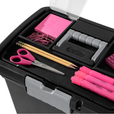 Sterilite Black Plastic Portable File Box with Clear Lid