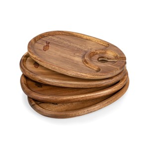 NFL Buffalo Bills Acacia Wood 4pc Wine Appetizer Plate Set - 1 of 4