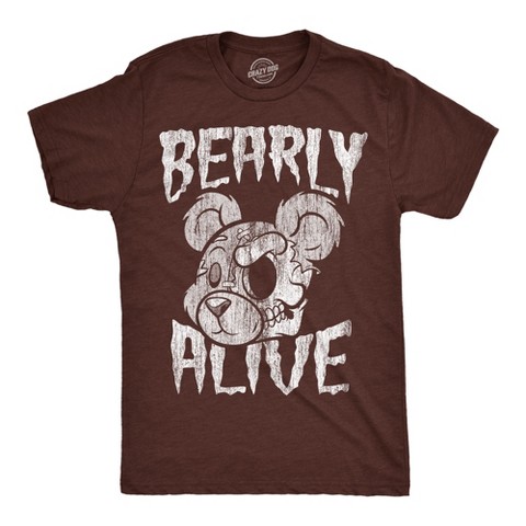 Мужские футболки Crazy Dog T-Shirts, Inc. Mens Funny T Shirts Bearly Alive Sarcastic Creepy Bear Graphic Novelty Tee for Men - Crazy Dog Men's T Shirt For Halloween Season Brown XXL