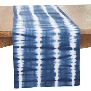 Saro Lifestyle Eye-catching Tie Dye Stripe Table Napkin, 16"x72", Blue - 1 of 3