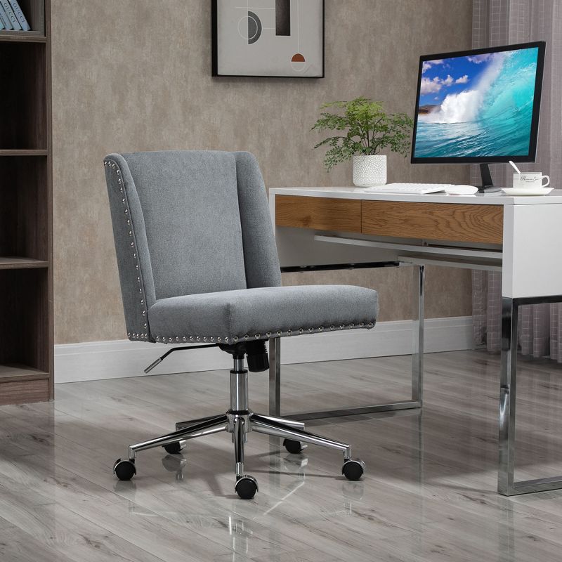 Vinsetto Ergonomic Mid Back Computer Office Chair, Task Desk 360° Swivel Rocking Chair w/ Adjustable Height, 2 of 7