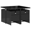 vidaXL Patio Dining Set with Cushions Table and Chair Furniture Poly Rattan - Black and cream Glass 4 - 3 of 4