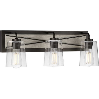 Briarwood 3-Light Graphite and Clear Glass Bath Vanity Fixture
