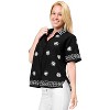 LA LEELA Women's Casual Hawaiian Blouse Shirt Solid Blouses Short Sleeve Dress Tops Tee Button Down Shirts for Women - 3 of 3