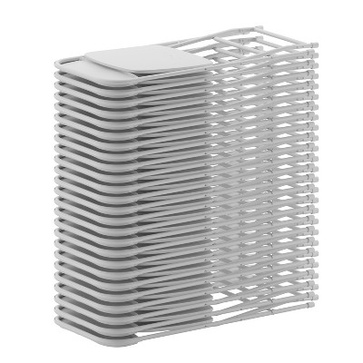 Set of 2 White Plastic Stackable Folding Chairs