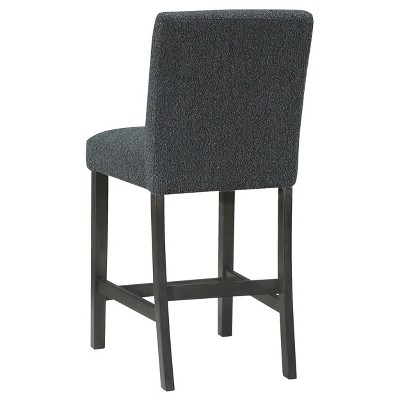 Alba Boucle Upholstered Black Wood Counter Stools Set of 2