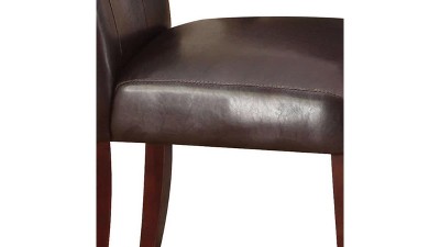 Set of 2 Brown Faux Leather Parsons Dining Chairs