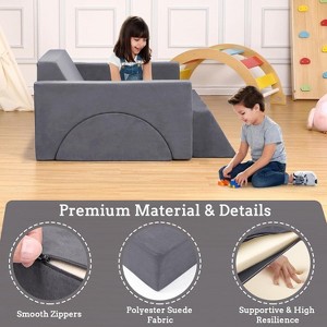 7Pcs Kids Play Couch, Modular Kids Sofa Toddler Couch, Multifunctional Play Couch Convertible Sofa Play Set for Playroom Nursery - 1 of 4