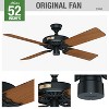 52" Original Damp Rated Ceiling Fan and Pull Chain Matte Black - Hunter Fan: 5-Plywood Blades, ETL Listed, 6556 CFM - 3 of 4