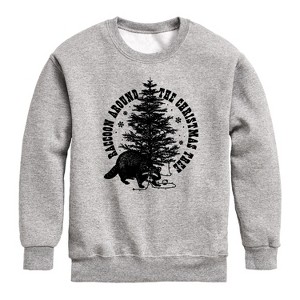 Boys' - Instant Message - Raccoon Around The Christmas Tree Graphic Long Sleeve Fleece Sweatshirt - 1 of 4