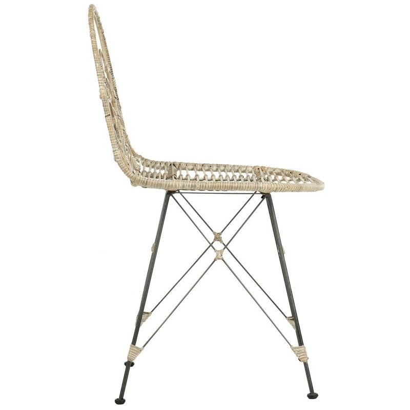 Madeline Rattan Dining Chair (Set of 2) - White Washed/Dark Steel - Safavieh, 4 of 8