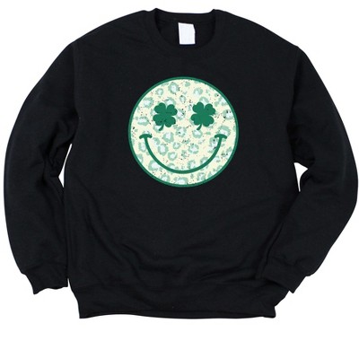 Simply Sage Market Women's Graphic Sweatshirt Clover Leopard Smiley Face St. Patrick's Day