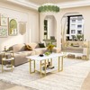 Hooseng Living Room Table Set of 3, Faux Marble Coffee Table & Side Table & Console Table with Storage Shelves & Metal Frame for Living Room, Office - 4 of 4
