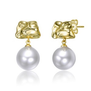 Guili 14K Gold Plated Pearl Drop Earrings Designed with a Classic and Elegant Aesthetic for a Timeless Look That Elevates Any Fashion Ensemble - 1 of 2