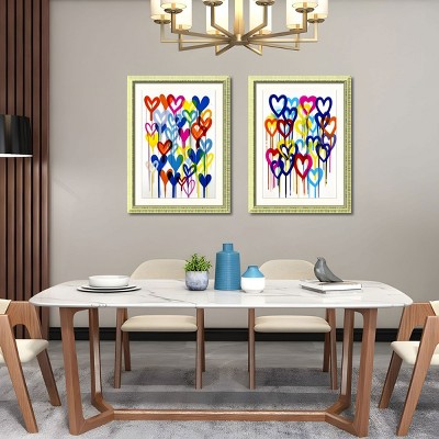 FONTOI Colorful Heart Graffiti Canvas Wall Art 2pcs, Wall Decor Living Room, Dining Room Decor Framed Wall Art, Multicolored 18"* 24"*1.2"