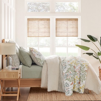 Monami Twin Cotton Reversible Quilt Set in Gray and Floral