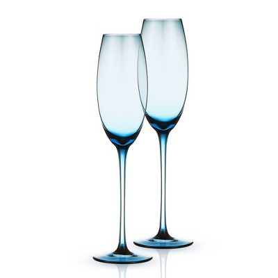 Berkware Luxurious Long Twisted Stem Champagne Flutes With 14k