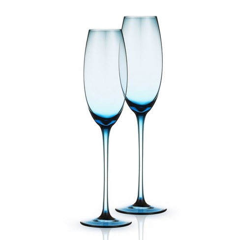 JoyJolt Elle Fluted Cylinder Champagne Glass - 6 oz Long Stem Champagne  Glasses - Set of 2