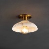 JONATHAN Y Amara 10" 1-Light Mid-Century Classic Alabaster/Iron LED Semi Flush Mount: ETL Listed, 350 Lumens - 2 of 4