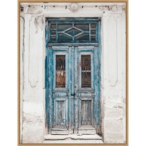 Amanti Art Blue Door Naxos by Bella Eve Canvas Wall Art Print Framed - 1 of 4