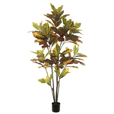 5' Artificial Potted Cronton Tree Orange - Vickerman