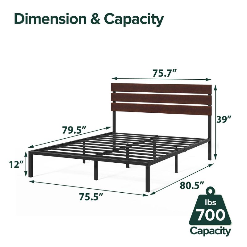 Figari Bamboo and Metal Platform Bed Frame Coffee Bean - Zinus, 5 of 9