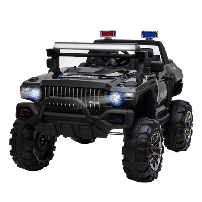Aosom Kids Ride-On Car 12V RC 2-Seater Police Truck Electric Car For Kids with Full LED Lights, MP3, Parental Remote Control