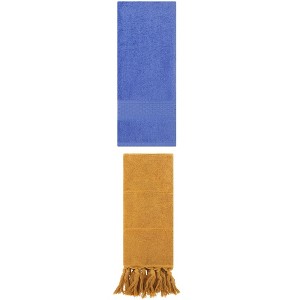 REGALWOVEN 2 Packs Solid Textured and Tassels Soft Absorbent Decorative Hand Towel - 1 of 4