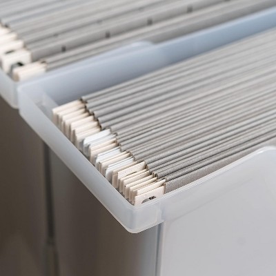Clear Plastic Desktop File Box with Side Handles, 6 Pack