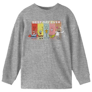 SpongeBob SquarePants Best Day Ever Youth Heather Gray Long Sleeve Tee - 1 of 2